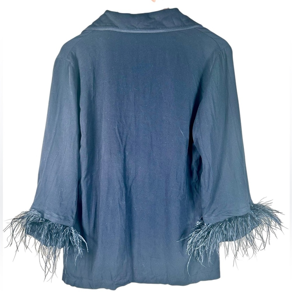 Sleeper Women’s Party Pajama Shirt with Ostrich feather trim - Picture 4 of 10